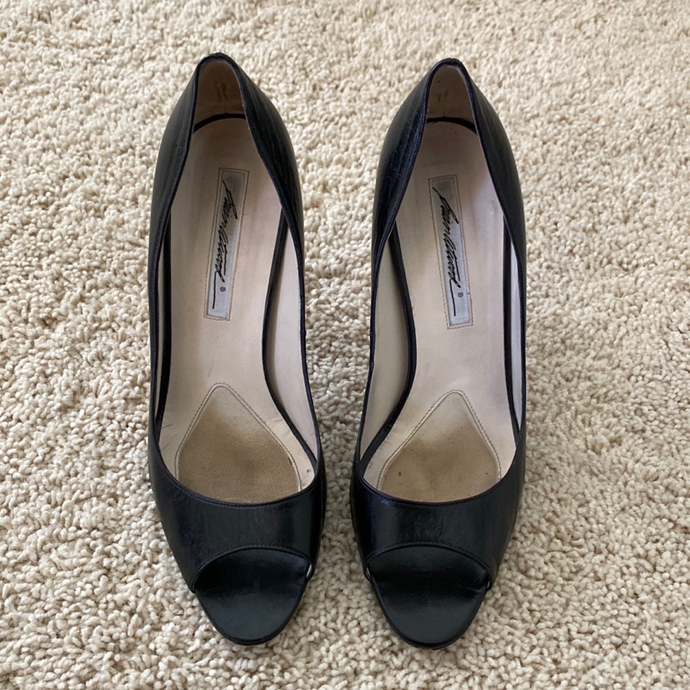 Brian Atwood Black Open Toe Heels